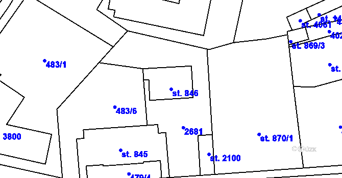 Parcela st. 846 v KÚ Vrchlabí, Katastrální mapa