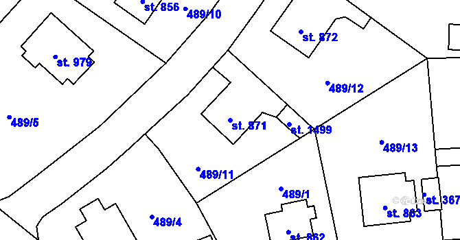 Parcela st. 871 v KÚ Vrchlabí, Katastrální mapa
