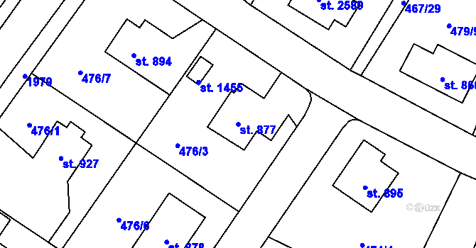 Parcela st. 877 v KÚ Vrchlabí, Katastrální mapa