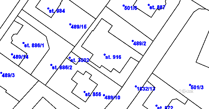 Parcela st. 916 v KÚ Vrchlabí, Katastrální mapa