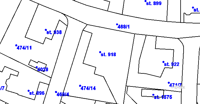 Parcela st. 918 v KÚ Vrchlabí, Katastrální mapa