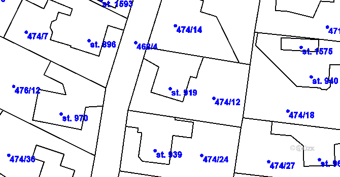 Parcela st. 919 v KÚ Vrchlabí, Katastrální mapa