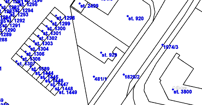 Parcela st. 929 v KÚ Vrchlabí, Katastrální mapa