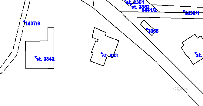 Parcela st. 933 v KÚ Vrchlabí, Katastrální mapa