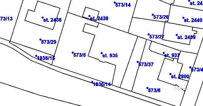 Parcela st. 935 v KÚ Vrchlabí, Katastrální mapa