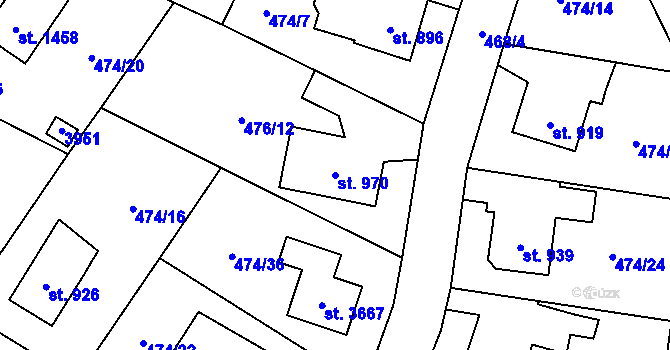 Parcela st. 970 v KÚ Vrchlabí, Katastrální mapa