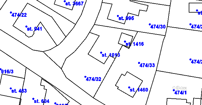Parcela st. 1013 v KÚ Vrchlabí, Katastrální mapa