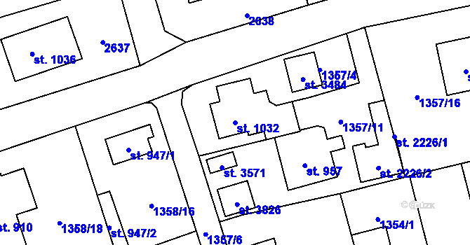 Parcela st. 1032 v KÚ Vrchlabí, Katastrální mapa