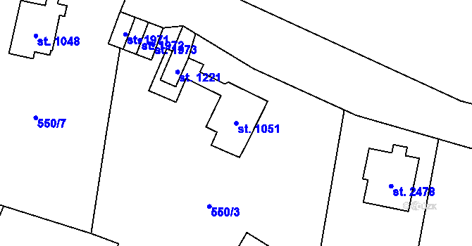 Parcela st. 1051 v KÚ Vrchlabí, Katastrální mapa
