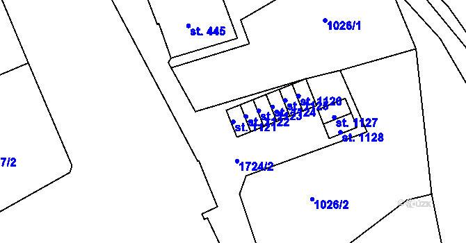 Parcela st. 1121 v KÚ Vrchlabí, Katastrální mapa