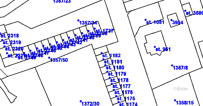 Parcela st. 1182 v KÚ Vrchlabí, Katastrální mapa