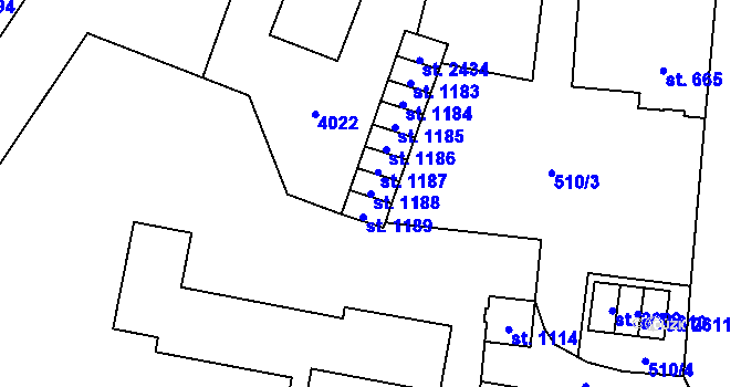 Parcela st. 1188 v KÚ Vrchlabí, Katastrální mapa
