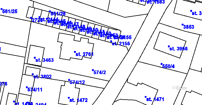 Parcela st. 1222 v KÚ Vrchlabí, Katastrální mapa