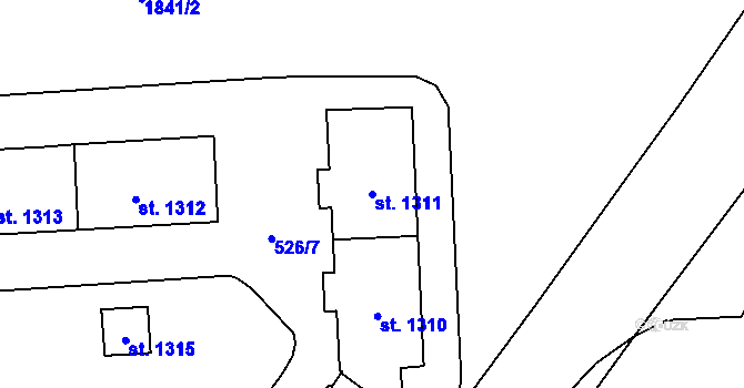 Parcela st. 1311 v KÚ Vrchlabí, Katastrální mapa