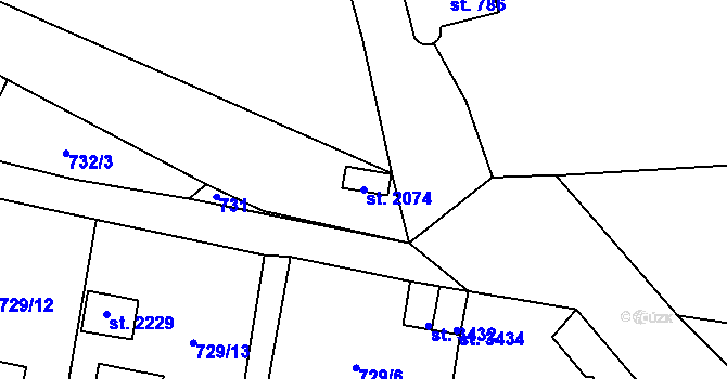 Parcela st. 2074 v KÚ Vrchlabí, Katastrální mapa