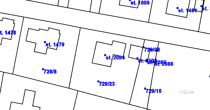Parcela st. 2094 v KÚ Vrchlabí, Katastrální mapa