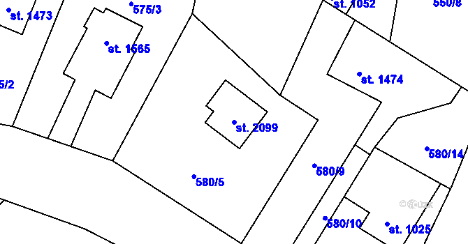 Parcela st. 2099 v KÚ Vrchlabí, Katastrální mapa