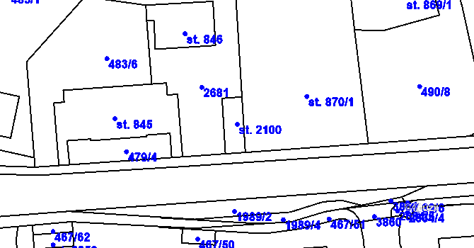 Parcela st. 2100 v KÚ Vrchlabí, Katastrální mapa