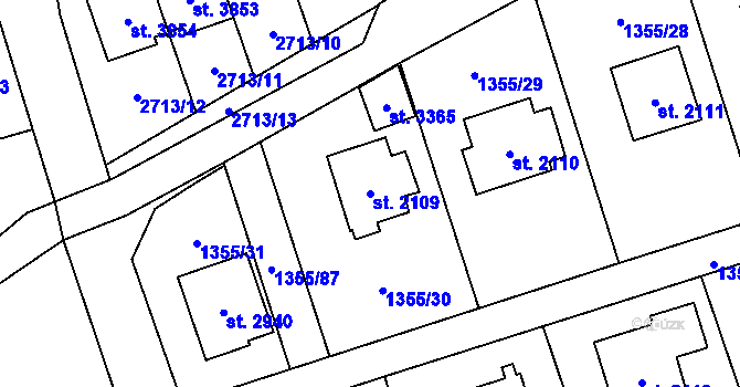 Parcela st. 2109 v KÚ Vrchlabí, Katastrální mapa