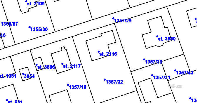 Parcela st. 2116 v KÚ Vrchlabí, Katastrální mapa