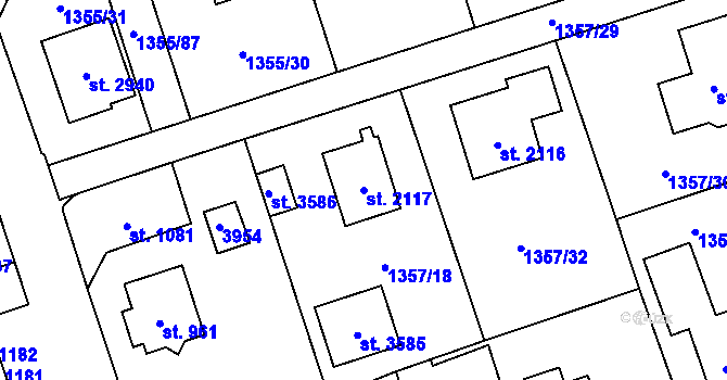 Parcela st. 2117 v KÚ Vrchlabí, Katastrální mapa