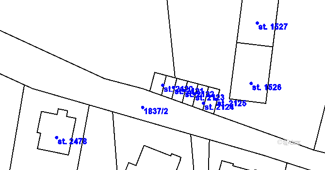 Parcela st. 2120 v KÚ Vrchlabí, Katastrální mapa