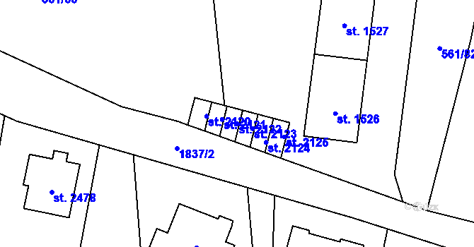 Parcela st. 2122 v KÚ Vrchlabí, Katastrální mapa