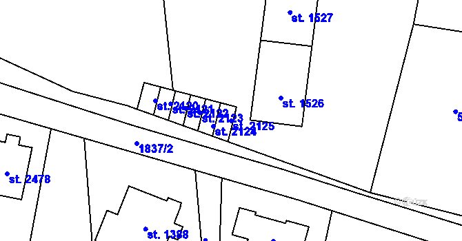 Parcela st. 2125 v KÚ Vrchlabí, Katastrální mapa
