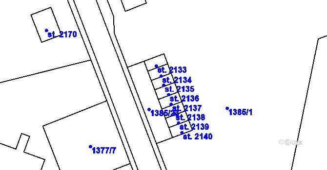 Parcela st. 2135 v KÚ Vrchlabí, Katastrální mapa