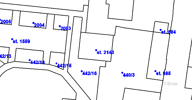 Parcela st. 2143 v KÚ Vrchlabí, Katastrální mapa