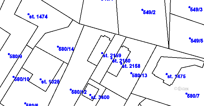 Parcela st. 2159 v KÚ Vrchlabí, Katastrální mapa