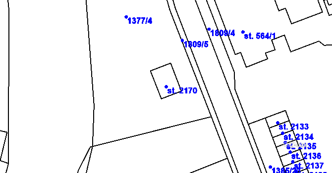 Parcela st. 2170 v KÚ Vrchlabí, Katastrální mapa