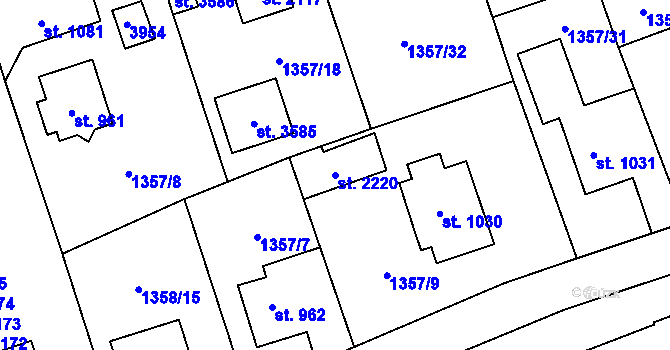 Parcela st. 2220 v KÚ Vrchlabí, Katastrální mapa