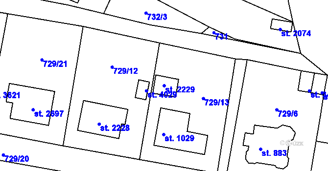 Parcela st. 2229 v KÚ Vrchlabí, Katastrální mapa