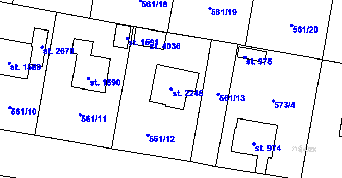 Parcela st. 2245 v KÚ Vrchlabí, Katastrální mapa