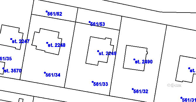 Parcela st. 2249 v KÚ Vrchlabí, Katastrální mapa