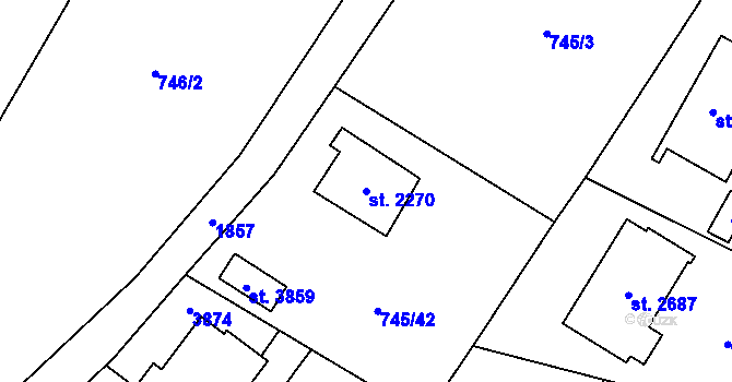 Parcela st. 2270 v KÚ Vrchlabí, Katastrální mapa