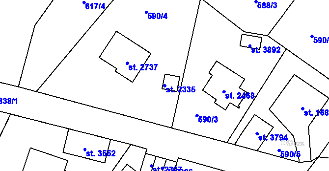 Parcela st. 2335 v KÚ Vrchlabí, Katastrální mapa