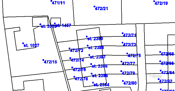 Parcela st. 2388 v KÚ Vrchlabí, Katastrální mapa