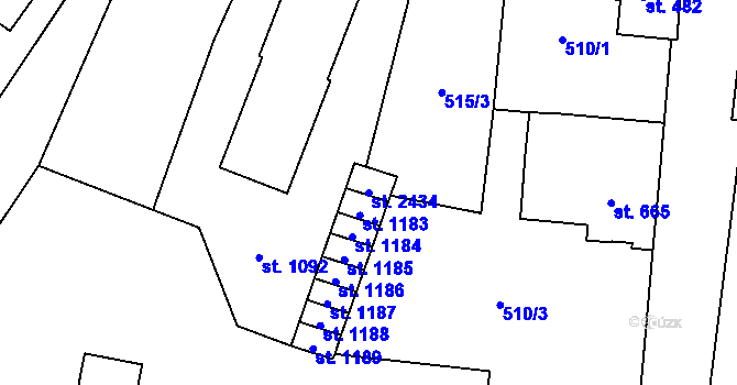 Parcela st. 2434 v KÚ Vrchlabí, Katastrální mapa