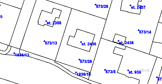 Parcela st. 2436 v KÚ Vrchlabí, Katastrální mapa