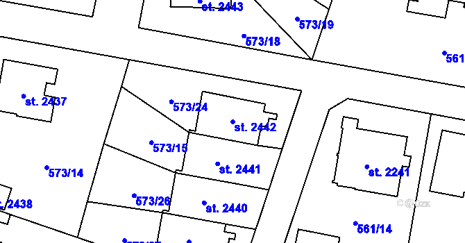 Parcela st. 2442 v KÚ Vrchlabí, Katastrální mapa
