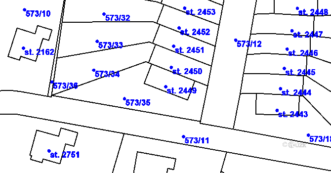 Parcela st. 2449 v KÚ Vrchlabí, Katastrální mapa