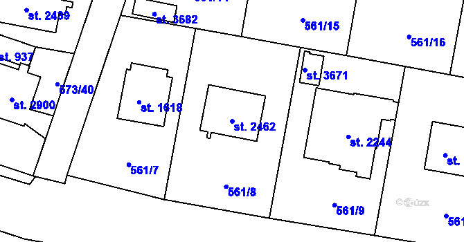 Parcela st. 2462 v KÚ Vrchlabí, Katastrální mapa