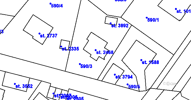 Parcela st. 2468 v KÚ Vrchlabí, Katastrální mapa