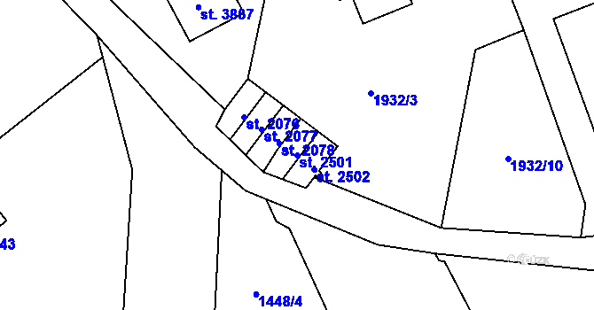 Parcela st. 2501 v KÚ Vrchlabí, Katastrální mapa
