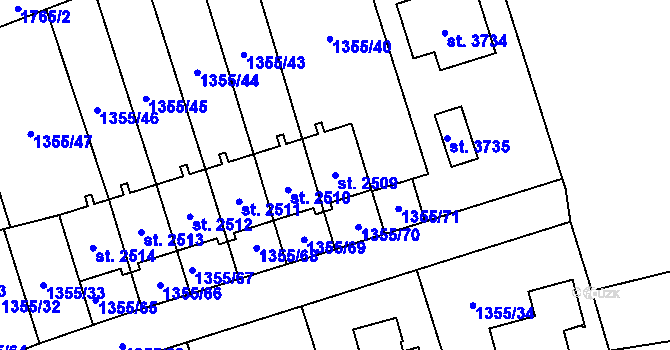 Parcela st. 2509 v KÚ Vrchlabí, Katastrální mapa