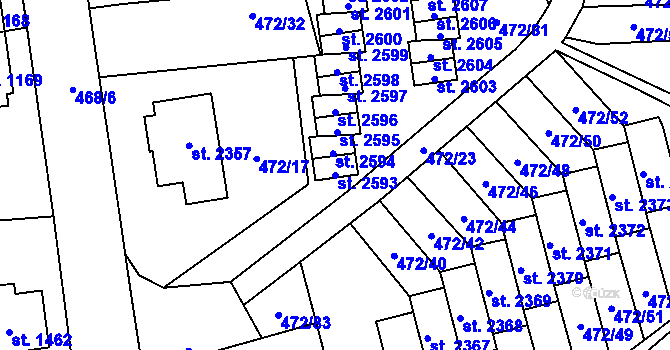 Parcela st. 2593 v KÚ Vrchlabí, Katastrální mapa