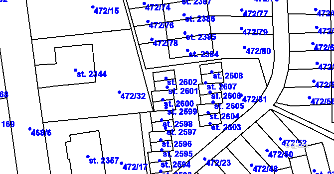 Parcela st. 2601 v KÚ Vrchlabí, Katastrální mapa