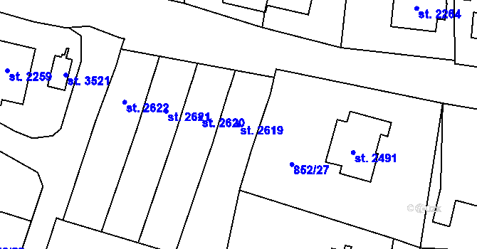 Parcela st. 2619 v KÚ Vrchlabí, Katastrální mapa